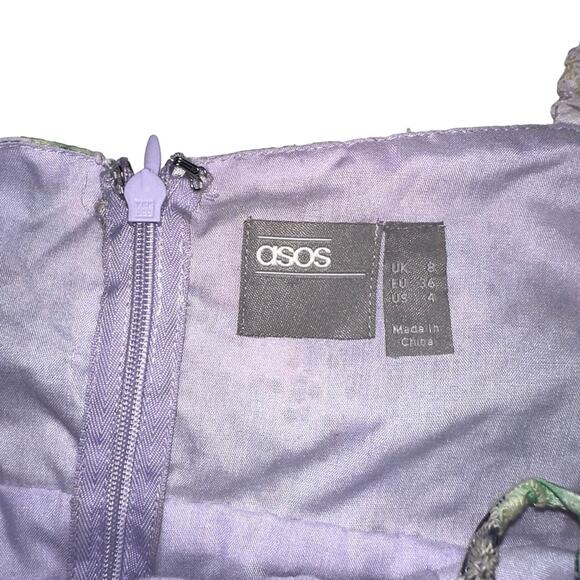 ASOS Design Broderie Long Sleeve Floral Mini Skater Dress US 4 - Picture 5 of 10